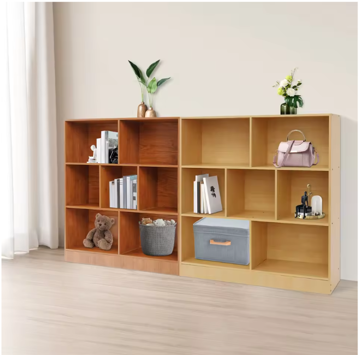 Boekenkast met 3 Lagen – Houten Opbergrek met 7 Vakken, 100 cm Breed