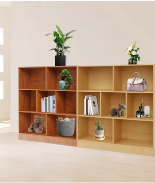 Boekenkast met 3 Lagen – Houten Opbergrek met 7 Vakken, 100 cm Breed