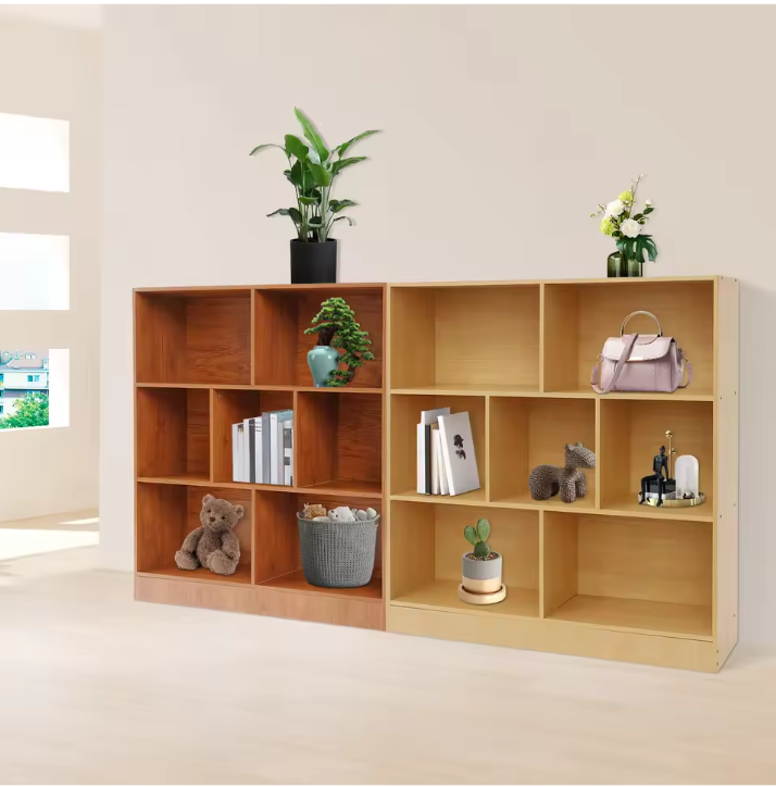 Boekenkast met 3 Lagen – Houten Opbergrek met 7 Vakken, 100 cm Breed