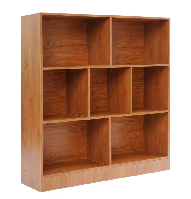 Boekenkast met 3 Lagen – Houten Opbergrek met 7 Vakken, 100 cm Breed