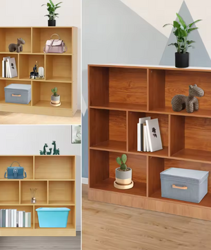 Boekenkast met 3 Lagen – Houten Opbergrek met 7 Vakken, 100 cm Breed