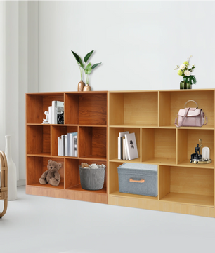 Boekenkast met 3 Lagen – Houten Opbergrek met 7 Vakken, 100 cm Breed