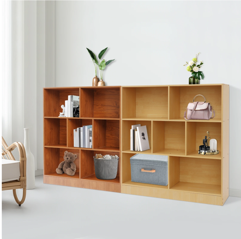 Boekenkast met 3 Lagen – Houten Opbergrek met 7 Vakken, 100 cm Breed