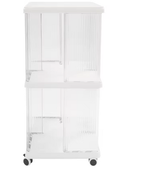Draaibare Boekenkast met Wielen – 2 Lagen Opbergrek van PET & ABS, 72,5 cm Hoog