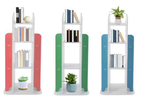Draaibare Kinderboekenkast – 4 Lagen Boekenrek in Kasteelontwerp, 95 cm Hoog