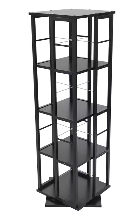 4-laags Draaibare Boekenkast – 360° Rotatie & Compact Ontwerp, 40 x 40 x 134 cm