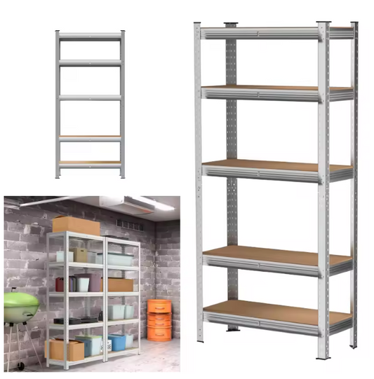 5-laags Stalen Opslagrek – Garage Stellingkast 180×90×40 cm, 500 kg Draagkracht