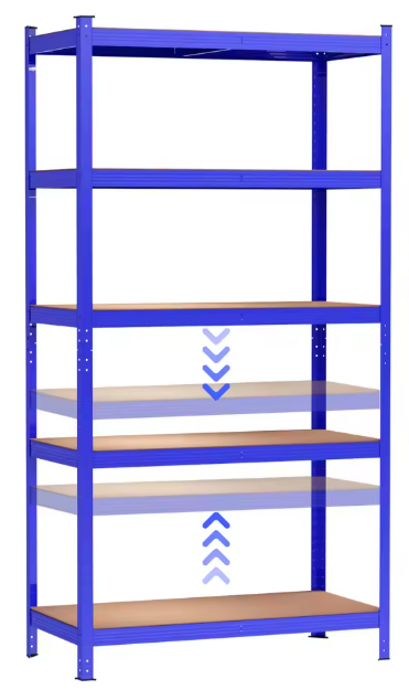 5-laags Stalen Opslagrek – Garage Stellingkast 180×90×40 cm, 500 kg Draagkracht