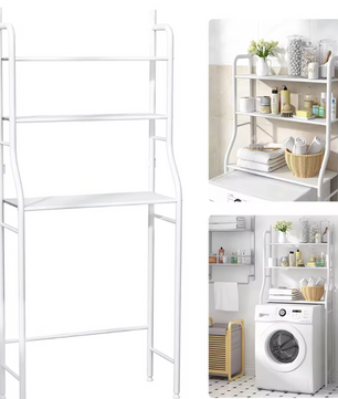 Wasmachine Opbergrek – 3-laags Vrijstaand Badkamerrek 68×25×155 cm