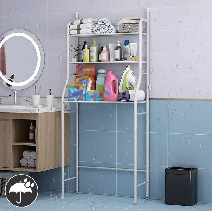 Wasmachine Opbergrek – 3-laags Vrijstaand Badkamerrek 68×25×155 cm