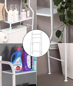 Wasmachine Opbergrek – 3-laags Vrijstaand Badkamerrek 68×25×155 cm