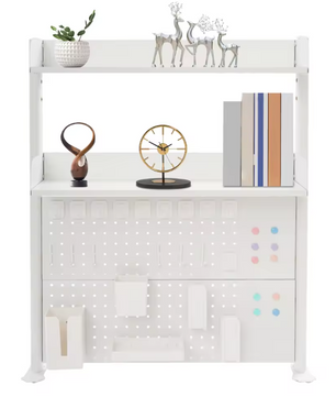 3-laags Bureau Organizer – Klemrek met Pegboard & Boekenplanken 95 cm