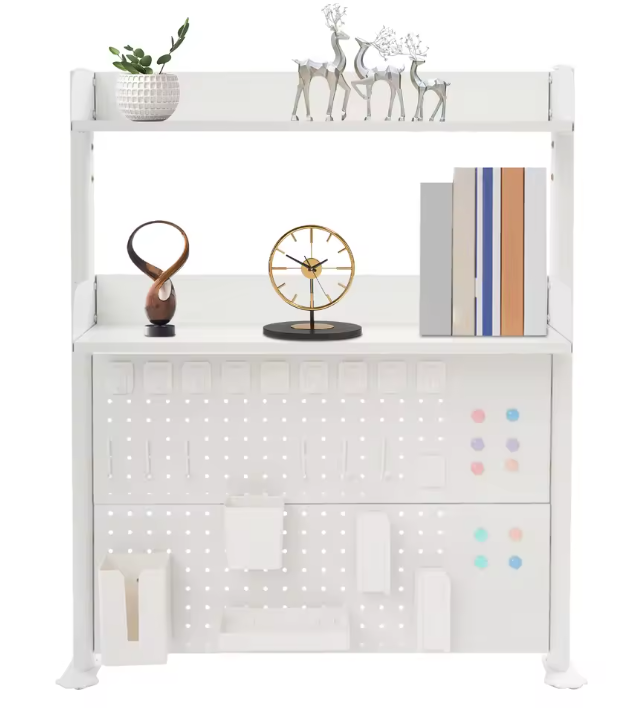 3-laags Bureau Organizer – Klemrek met Pegboard & Boekenplanken 95 cm