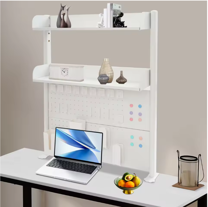 3-laags Bureau Organizer – Klemrek met Pegboard & Boekenplanken 95 cm