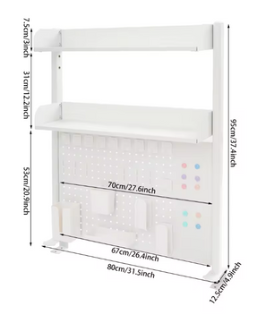 3-laags Bureau Organizer – Klemrek met Pegboard & Boekenplanken 95 cm