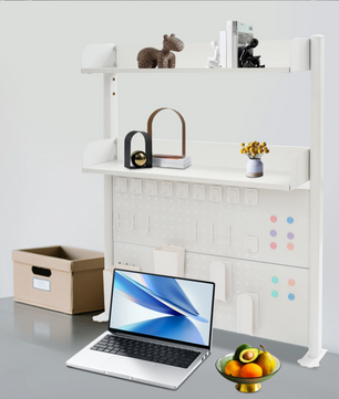 3-laags Bureau Organizer – Klemrek met Pegboard & Boekenplanken 95 cm