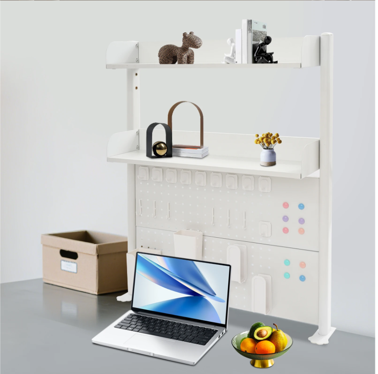 3-laags Bureau Organizer – Klemrek met Pegboard & Boekenplanken 95 cm