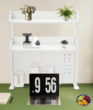 3-laags Bureau Organizer – Klemrek met Pegboard & Boekenplanken 95 cm