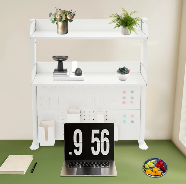 3-laags Bureau Organizer – Klemrek met Pegboard & Boekenplanken 95 cm