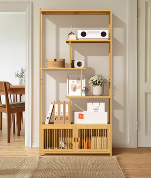 Bamboe Opbergrek – 6-Laags Vrijstaand Plantenrek & Boekenrek 85,5×28×176 cm