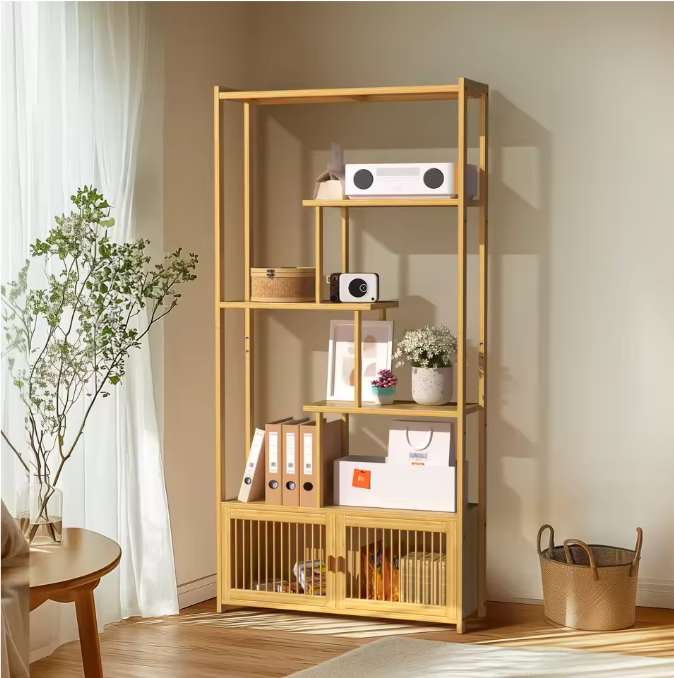 Bamboe Opbergrek – 6-Laags Vrijstaand Plantenrek & Boekenrek 85,5×28×176 cm