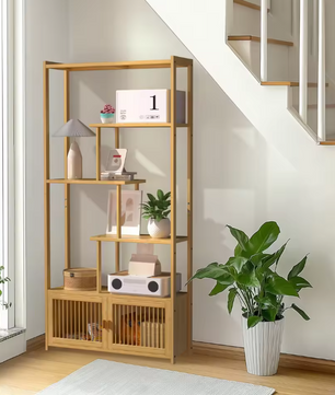 Bamboe Opbergrek – 6-Laags Vrijstaand Plantenrek & Boekenrek 85,5×28×176 cm