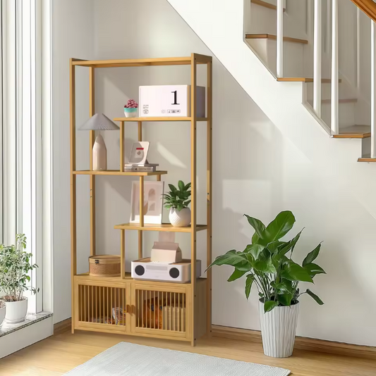 Bamboe Opbergrek – 6-Laags Vrijstaand Plantenrek & Boekenrek 85,5×28×176 cm