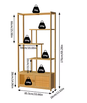 Bamboe Opbergrek – 6-Laags Vrijstaand Plantenrek & Boekenrek 85,5×28×176 cm
