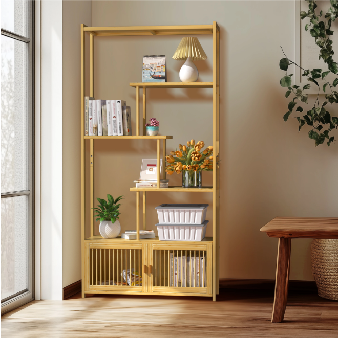 Bamboe Opbergrek – 6-Laags Vrijstaand Plantenrek & Boekenrek 85,5×28×176 cm