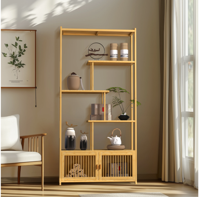Bamboe Opbergrek – 6-Laags Vrijstaand Plantenrek & Boekenrek 85,5×28×176 cm