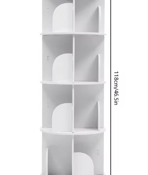 Draaibare Boekenkast – 4-Laags 360° Rotatierek met 16 Vakken & Wielen