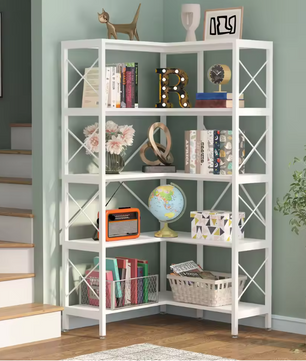 5-Laags Hoekboekenkast – Industrieel Opbergrek & Displaykast