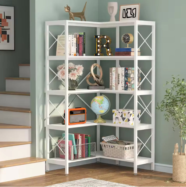 5-Laags Hoekboekenkast – Industrieel Opbergrek & Displaykast