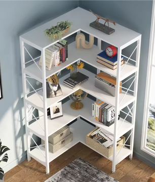 5-Laags Hoekboekenkast – Industrieel Opbergrek & Displaykast