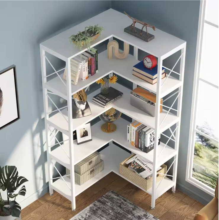 5-Laags Hoekboekenkast – Industrieel Opbergrek & Displaykast