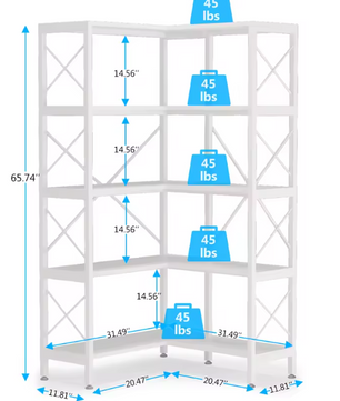 5-Laags Hoekboekenkast – Industrieel Opbergrek & Displaykast