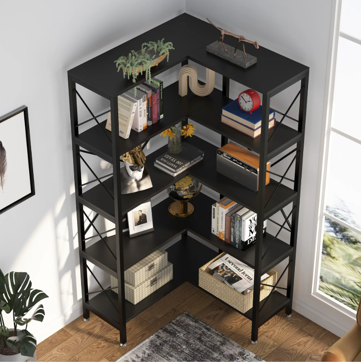 5-Laags Hoekboekenkast – Industrieel Opbergrek & Displaykast