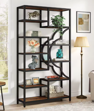 11-Laags Boekenkast – Industrieel Opbergrek met Uniek Boogdesign