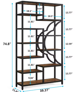 11-Laags Boekenkast – Industrieel Opbergrek met Uniek Boogdesign
