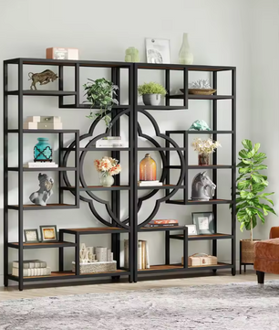 11-Laags Boekenkast – Industrieel Opbergrek met Uniek Boogdesign