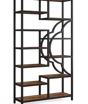 11-Laags Boekenkast – Industrieel Opbergrek met Uniek Boogdesign