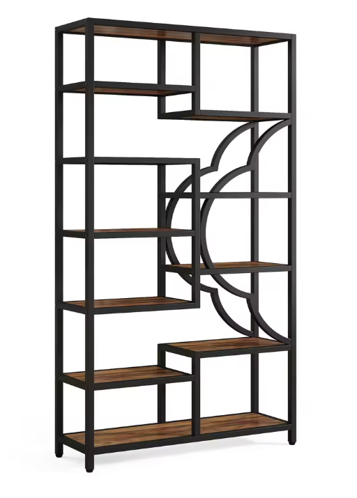 11-Laags Boekenkast – Industrieel Opbergrek met Uniek Boogdesign
