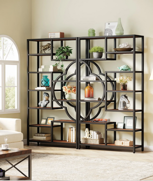 11-Laags Boekenkast – Industrieel Opbergrek met Uniek Boogdesign