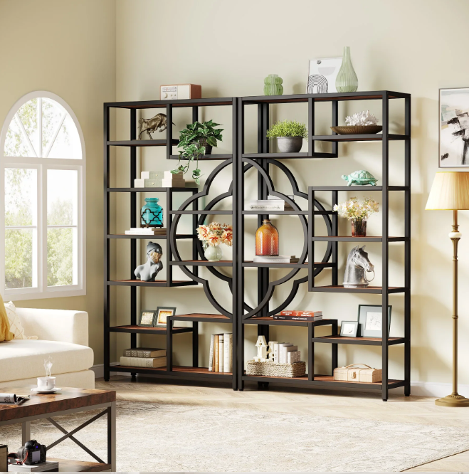 11-Laags Boekenkast – Industrieel Opbergrek met Uniek Boogdesign