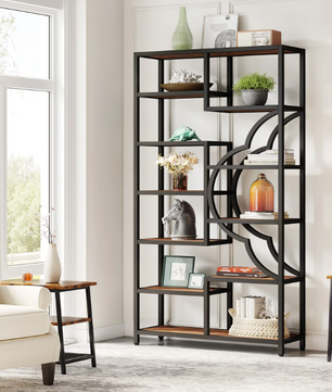 11-Laags Boekenkast – Industrieel Opbergrek met Uniek Boogdesign