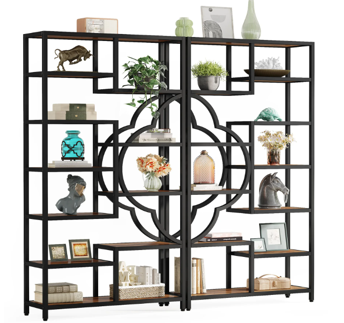 11-Laags Boekenkast – Industrieel Opbergrek met Uniek Boogdesign