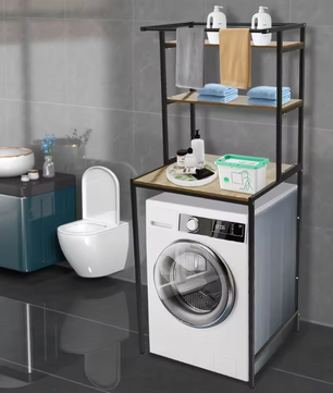 3-Laags Wasmachine Opbergrek – Vrijstaand Organizerrek voor Badkamer & Wasruimte