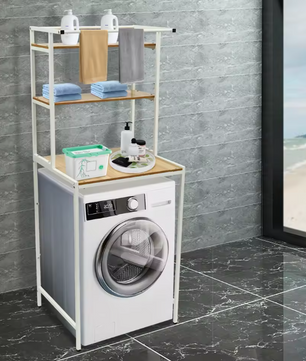 3-Laags Wasmachine Opbergrek – Vrijstaand Organizerrek voor Badkamer & Wasruimte