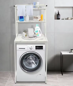 3-Laags Wasmachine Opbergrek – Vrijstaand Organizerrek voor Badkamer & Wasruimte