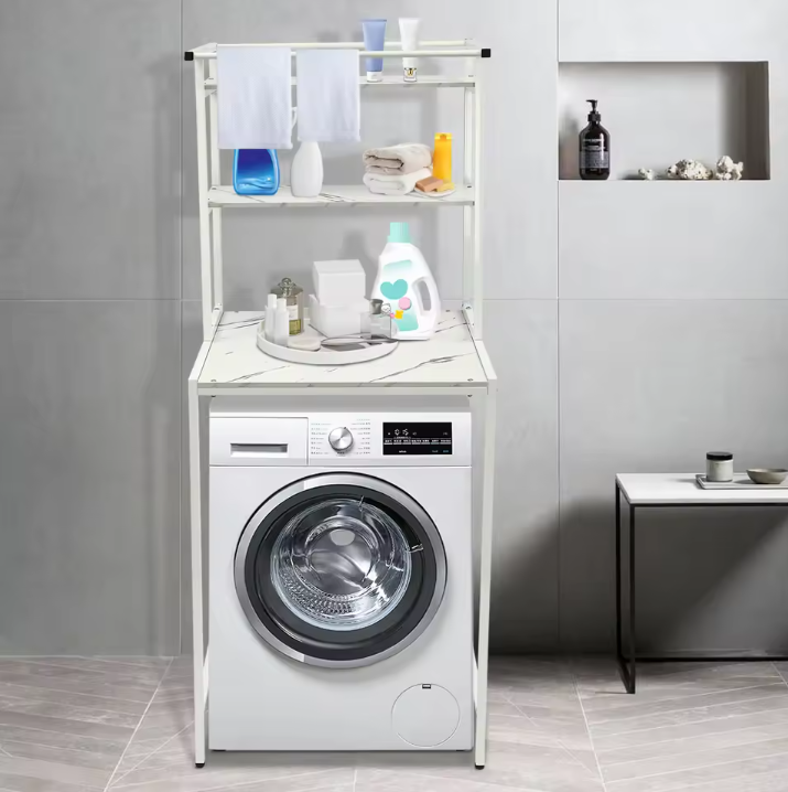 3-Laags Wasmachine Opbergrek – Vrijstaand Organizerrek voor Badkamer & Wasruimte
